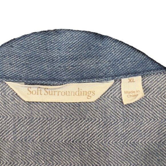 Soft Surroundings Chambray Denim Frayed Edge Longline Jacket xl - Picture 12 of 15